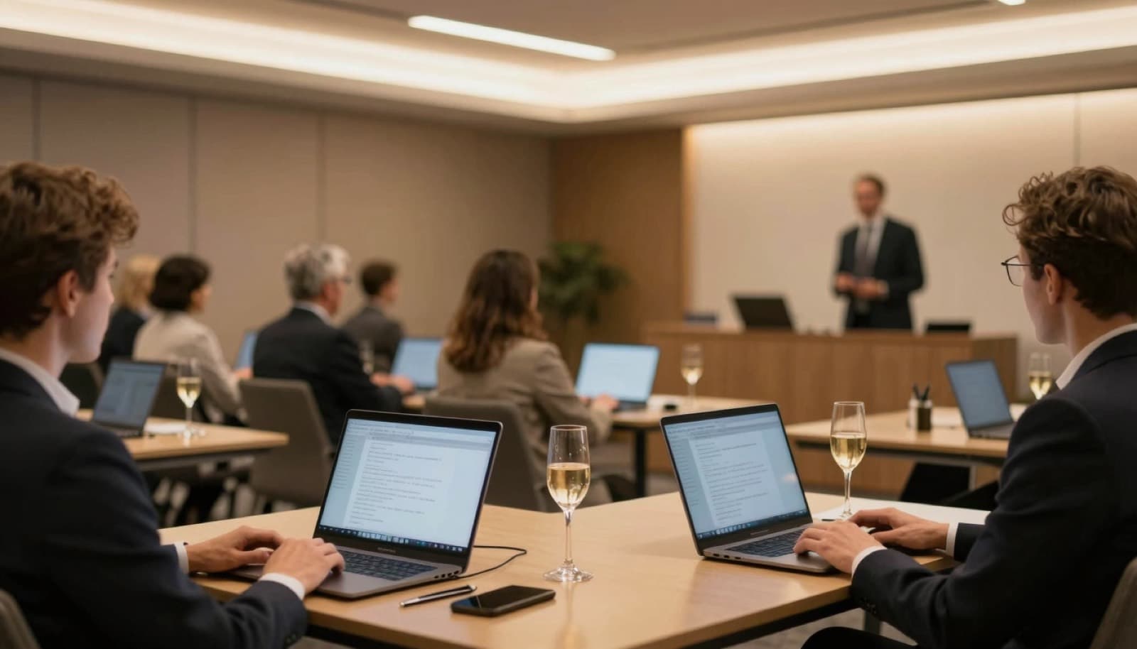 Salle de séminaire moderne pendant une présentation d'entreprise